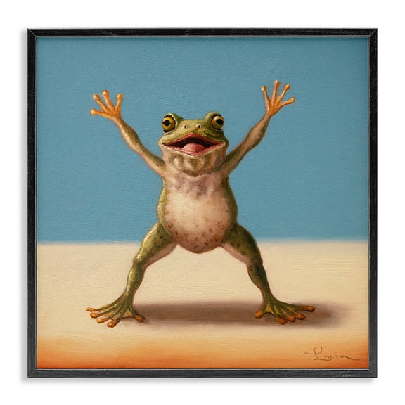 Stupell Industries Motivational Exercise Frog Sports & Sports Teams Painting Black Framed Art Print Wall Art, 12 x 12