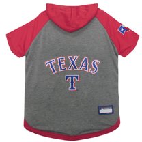 Pets First MLB Texas Rangers Hoodie Tee Shirt for Dogs and Cats, Warm and Comfort - Extra Small
