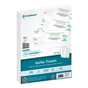 PrintWorks Printable Raffle Tickets With Tear-Away Stubs for Events & Fundraisers - 1000 Custom Tickets (Size 2.75" x 8.5") - 4 per Sheet - 250 Sheets (8.5" x 11") - Made in the USA - White (04295)