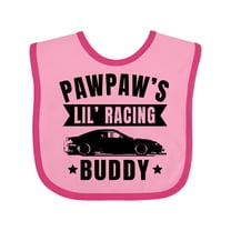 Inktastic Pawpaw's Lil' Racing Buddy with Car Silhouette Boys or Girls Baby Bib