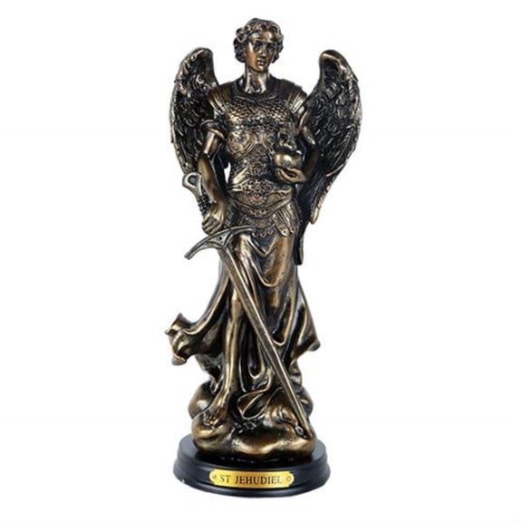 Pacific Giftware St Jehudiel Carrying Crown of Salvation Figurine 8 Inch Tall Wooden Base with Brass Name Plate