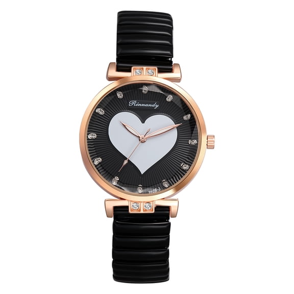 Avaner Women's Elastic Strap Heart-Shaped Watch: Analog Quartz Watch with Heart-Shaped Dial Stainless Steel Strap Imitation Diamond Marker - for Gift