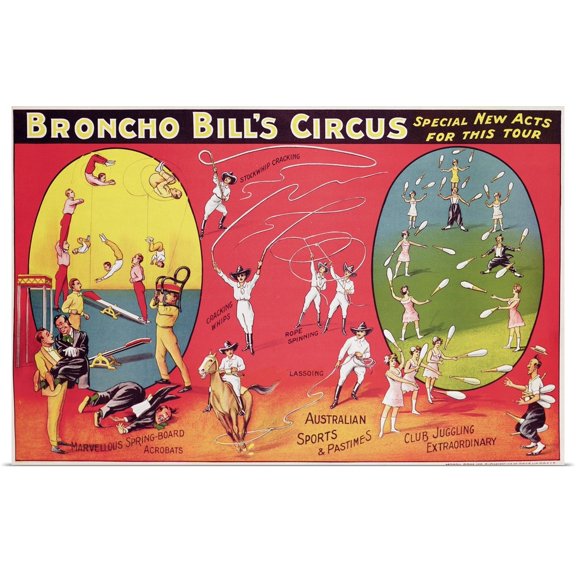 Great BIG Canvas | Rolled English School Poster Print entitled Broncho Bill's Circus, Birmingham c.1890-1910