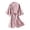Pink, variant on Women Satin Kimono Robe Mid Length Bathrobe Soft Sleepwear Gown Elegant Housecoat With Pockets, XXL, Red