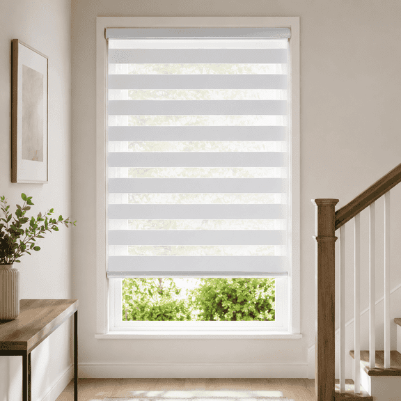 3072IN Cordless Day and Night Zebra Blinds, Dual Layer Sheer to Blackout Window Shades, No Holes No Tools Easy Install, Light Filtering & Room Darkening Roller Shade for Home Office