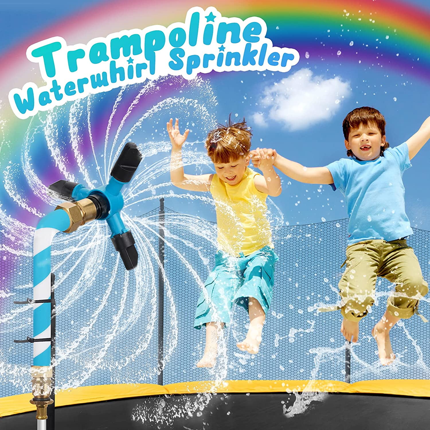 DOMETOUR Trampoline Sprinkler for Kids, 360° Rotating Trampoline