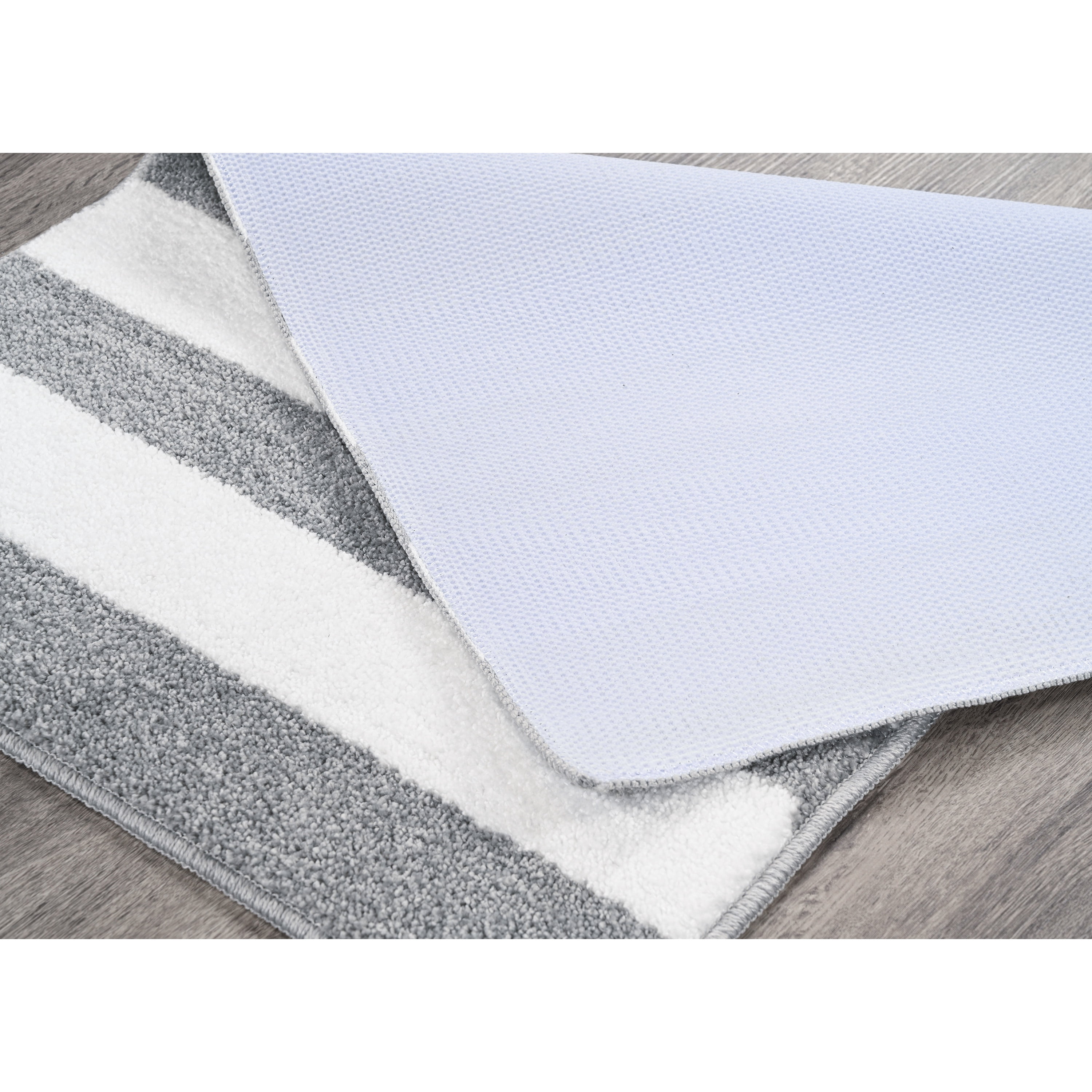 Garland Rug Beach Stripe Washable Silver/White Bathroom Rug, 21" x 34"