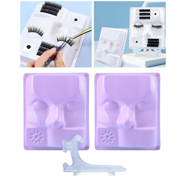 de extensión de ñas Herramientas de maquillaje autoadhesivas profesionales Productos de ñas Bandeja de ñas clásica ñas de prác Bandeja de 2 piezas Púrpura Macarena Extensión de pestañas