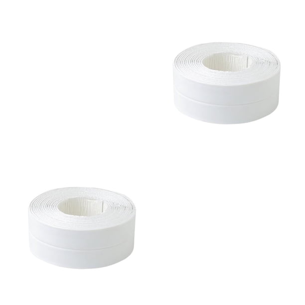 Toystoory 2 uds cinta adhesiva de PVC duradero 1 rollo cocina baño pared sellado cinta Gadgets impermeable a prueba de moho 3,2 m x 3,8 blanco 2piezas