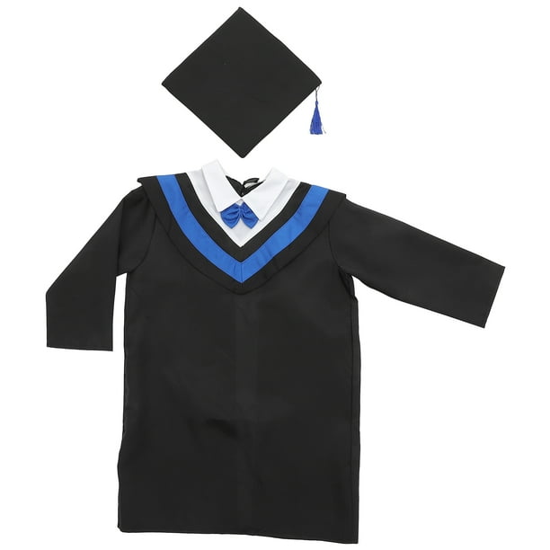 Vestido de graduación para niños y gorra con borlas para cosplay, actuación de fotografía, jardín de infantes (azul, altura adecuada 120 cm)