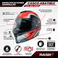 thumbnail image 2 of Casco abatible deportivo para moto Rasen rojo con franjas grises rojo L, 2 of 9