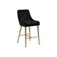 thumbnail image 5 of Homestock African Artifacts Modern, Contemporary Velvet Upholstered Counter Stool with Polished Gold Metal Legs, Set of 2, 23" W x 21" D x 40" H, Ideal for Bar and Pub Height Tables-Color:Black, 5 of 9