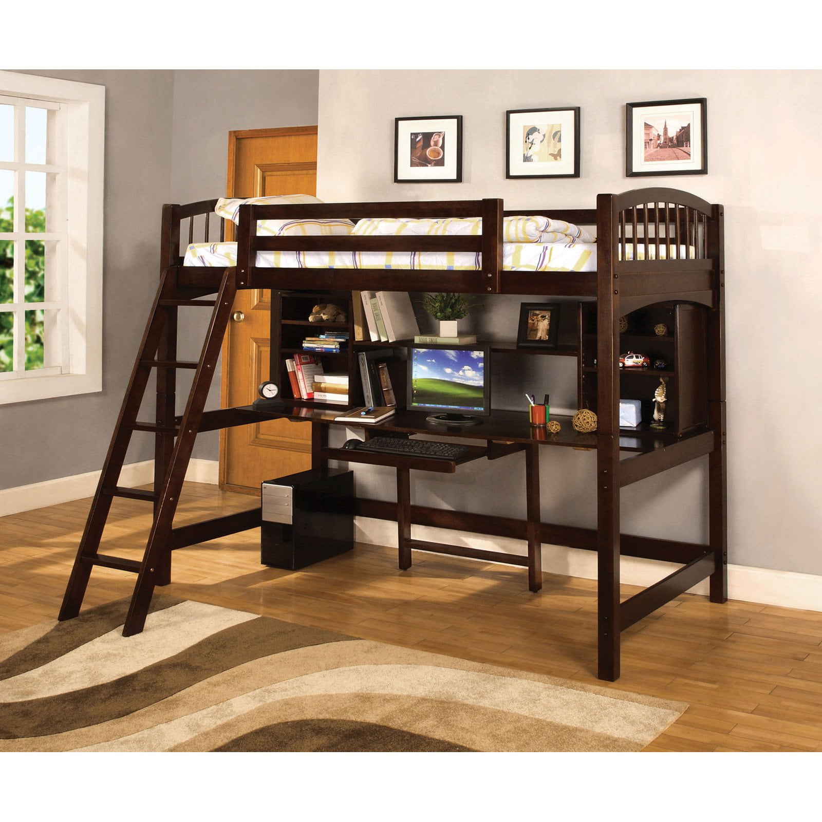 Furniture Of America Bowery Bookcase Twin Loft Bed Espresso Furniture Of America Bowery Bookcase Twin Loft Bed Espresso Com