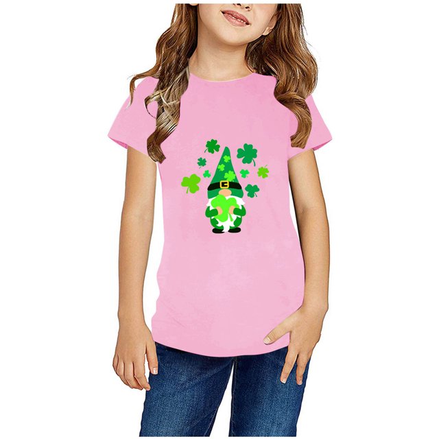 Qiopertar Haut à Manches Courtes Imprimé Col Rond Mignon Mode pour Enfants Garçons Filles en Solde à Moins de 5$ en Solde