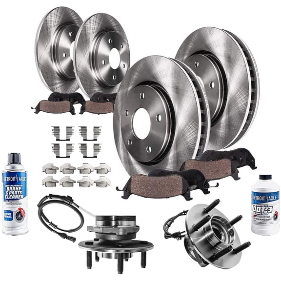 Detroit Axle - 4WD Front Brake Kit for 2000-2003 Ford F-150, Wheel Bearing and Hubs Front and Rear Disc Brake Rotors Ceramic Brake Pads 2000 2001 2002 2003 Replacement