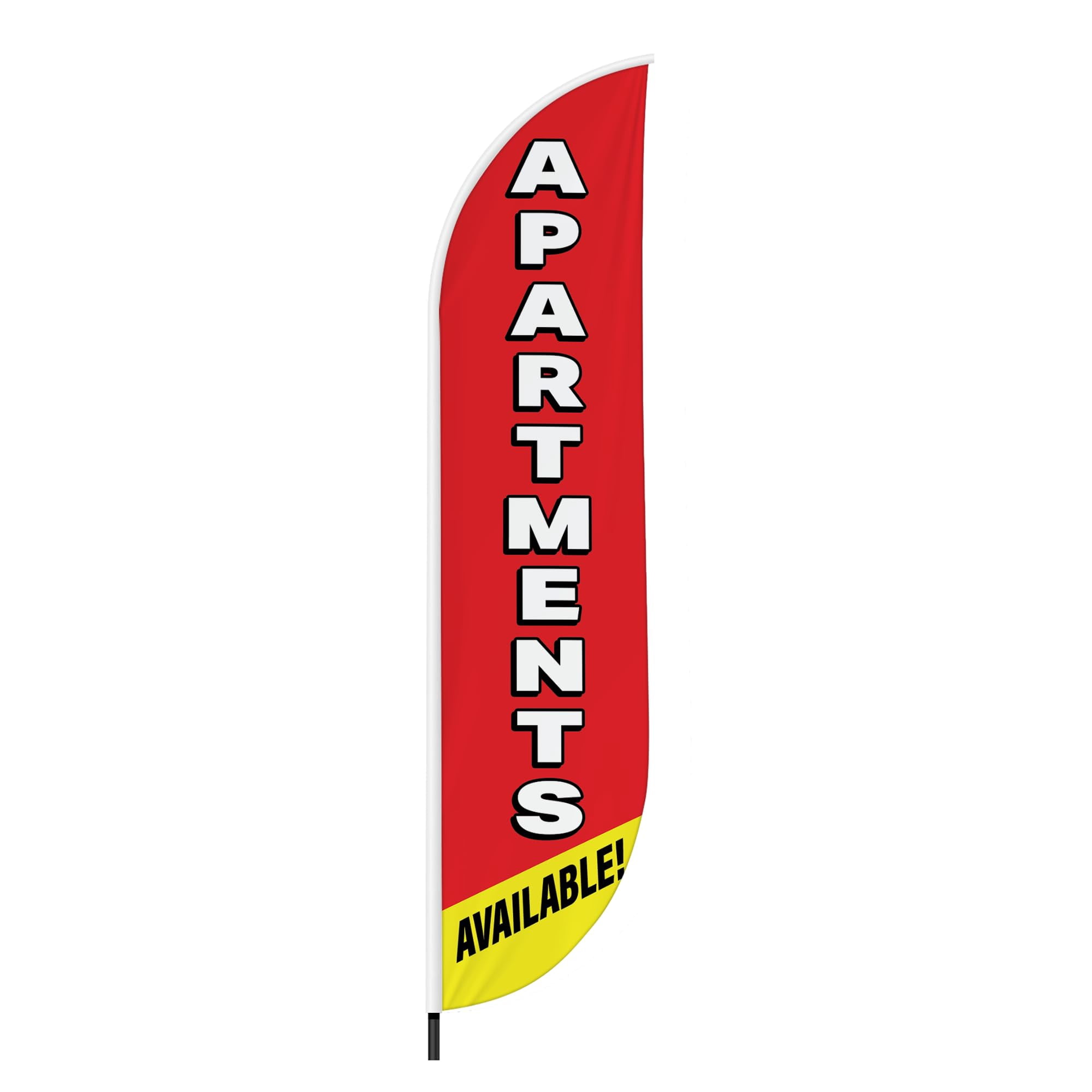Apartments Feather Flag(11.5feetX2.5feet) by DreamController | Outdoor Business Advertising Tall Flag | Weather-Resistant Knitted Swooper Flag | Made in USA | HD Print(Flag Only)