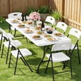 thumbnail image 6 of WLLJOY 8FT Folding Table, Portable Heavy Duty Camping Table with Carrying Handle, Anti-fouling and Sun-Proof Suitable for Meetings, Parties, Camping and Weddings, White, 6 of 9