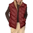 thumbnail image 4 of Women's Sleeveless Vest Jacket, Solid Color Cotton Zip Front Top, Casual Short Length Tank Style Outerwear, Lightweight Layering Piece, Comfortable Vest with Pocket Red XXL, 4 of 6