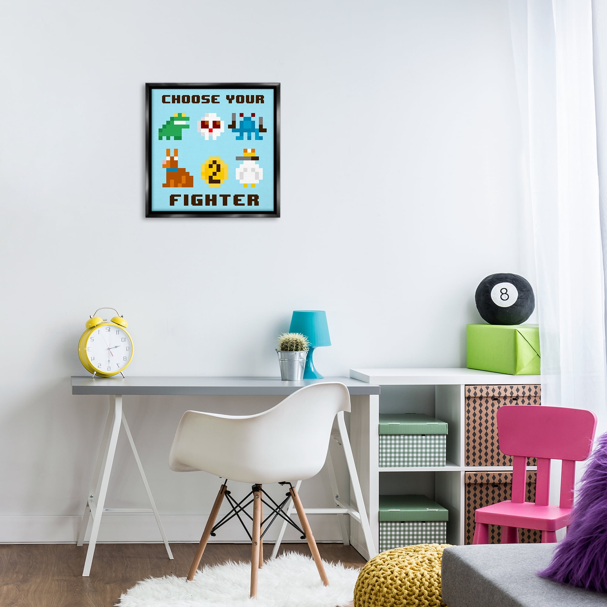 Stupell Industries Choose Gaming Fighter Entertainment Painting Black Floater Framed Canvas Art Print Wall Art, 18 x 18