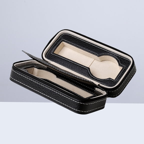 Masteelf Zippered Watch Storage Box Watch Holder Organizer Dual Wristwatch Protector Travel Case (Black)