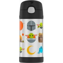 Thermos Kids Stainless Steel Vacuum Insulated Funtainer Straw Bottle, Mandalorian, 12oz