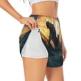 thumbnail image 3 of Lsque Sunset Ocean Whale Printed Women's Running Shorts with Liner Pockets,Elastic Quick Dry Workout Athletic Gym Yoga Shorts,Womens High Waist Shorts-Large, 3 of 9