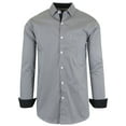 thumbnail image 2 of GBH Men's Long Sleeve Checkered & Pinstripe Slim-Fit Cotton-Stretch Dress Shirts, 2 of 3