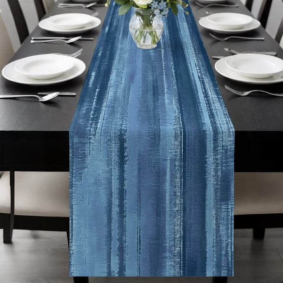 Navy Blue Ombre Table Runner 36 Inches,Short Dining Table Runners Dresser Scarves,Modern Abstract Art Oil Painting Kitchen Coffee Tablerunner for Tabletop Party Birthday Holiday Wedding Decor 13"x36"