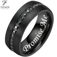 thumbnail image 1 of Dome Tungsten Carbide Ring w Eternity Cubic Zirconia in Silver Gold or Black w Black CZ, 1 of 5