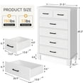 thumbnail image 6 of DSstyles Dresser with 6 Drawers for Bedroom, Vintage Design Wood Drawer Dresser Chest of Drawers for Closet, Living Room, Hallway, Kids Bedroom (White), 6 of 8