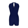 thumbnail image 6 of QATAINLAV Womens Summer Rompers Lace V Neck Beach Casual Tank Romper 2025 Sleeveless Casual Waist Tie Short Jumpsuit with Pocket Dark Blue S Mothers Day Gifts, 6 of 8