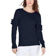 Michael Kors Womens Ruffle Sleeve Pullover Sweater, Blue, PM