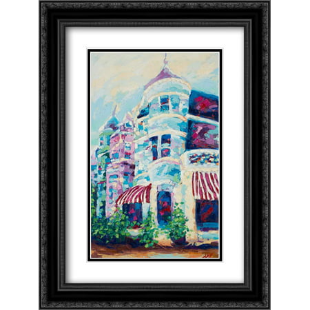 Small Town Corner 2x Matted 18x24 Black Ornate Framed Art Print by Coolick, Ann Marie