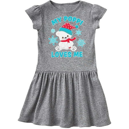 

Inktastic Polar Bear My Poppi Loves Me in Santa Hat with Snowflakes Gift Toddler Girl Dress