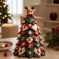 thumbnail image 3 of Christmas Patchwork Fabric Tree DIY Craft Kit,Plaid Quilted Tabletop Mini Tree Making Set With Doll Topper,Handmade Decor For Mantel,Table,Winter Holiday Home Decor A-Reindeer A, 3 of 6