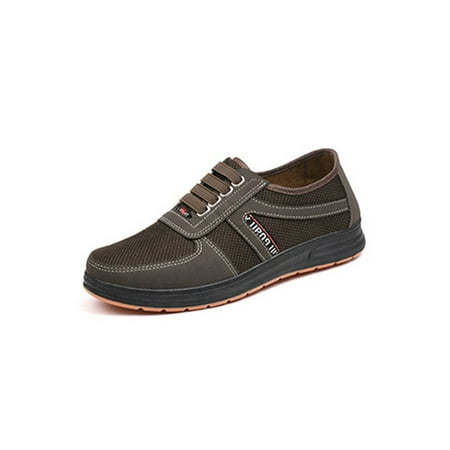 

Wazshop Men Walking Shoes Slip On Loafers Round Toe Flats Comfort Flat Sneakers Mens Casual Shoe Low Top For Elderly Coffee 6.5