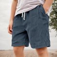 thumbnail image 2 of Krdevn Boys Solid Color Corduroy Shorts, Relax Fit Mid Thigh No Rear Pocket Daily Summer Bottoms,Navy, 2 of 5
