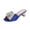 Blue, variant on Farrah Women Wide Width Rhinestone Bow Slip-On Pretty Ornate Block Heel Sandals