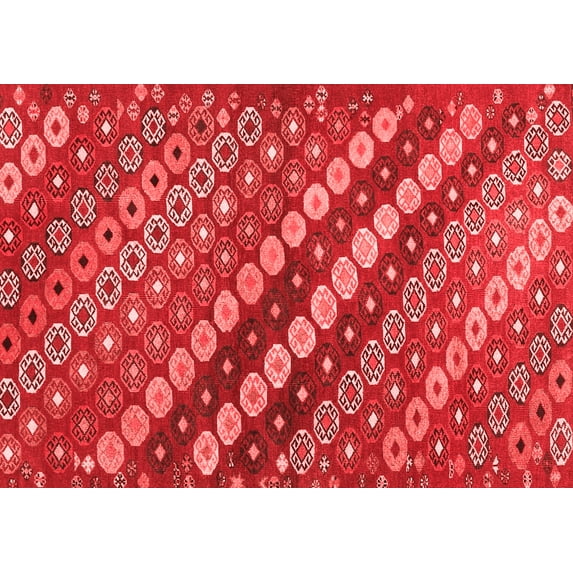Ahgly Company Indoor Rectangle Abstract Red Contemporary Area Rugs, 2' x 4'