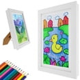 thumbnail image 1 of Marco de arte infantil Kyoffiie con 12 lápices de colores, tamaño A4, apertura frontal, con correa fija, de madera, para exhibir obras de arte infantiles, horizontal y vertical, para manualidades,, 1 of 7