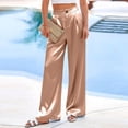 thumbnail image 4 of cfhntfmh Satin Pants for Women Wide Leg Dress Pants with Pockets Casual Loose Work Trousers Soft Fashion Outfits, 4 of 6