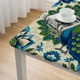 thumbnail image 4 of COMIO Picnic Dining Kitchen Farmhouse Square Tablecloth Blue Peacock Beautiful Watercolor Flowers Peony Bird Feathers Gorgeous Spring Vitality White, 4 of 7
