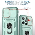 thumbnail image 5 of Armor Case for iPhone 14 Pro Ring Holder with Sliding Camera Protection & Kickstand Military Grade Shockproof Heavy Duty with Magnetic Car Mount Holder for iPhone 14 Pro, Green, 5 of 7