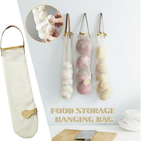 

New Mesh Net Breathable Fruit Vegetable Garlic Hanging Storage Bag Kitchen
