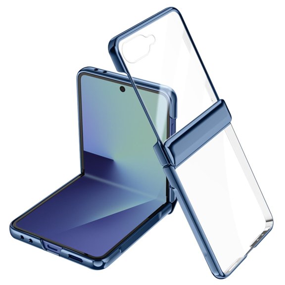 ELEHOLD for Samsung Galaxy Z Flip 7 Rugged Protective Case with Built in Screen Protector, Hinge Protection Anti-Scratch Shockproof Case Cover for Samsung Z Flip 7, Darkblue