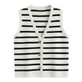 thumbnail image 6 of Women Tank Tops Striped Sleeveless Button Up Cardigan Sweater Vests Knitted Fabric Casual Work Daily Wear, 6 of 6