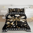 thumbnail image 2 of jejeloiu Wild Animal Dragonfly Queen Comforter Set,Retro Rustic Leaves Bedding Comforter Set For Girls Kids Reversible 3-Piece, 2 of 8