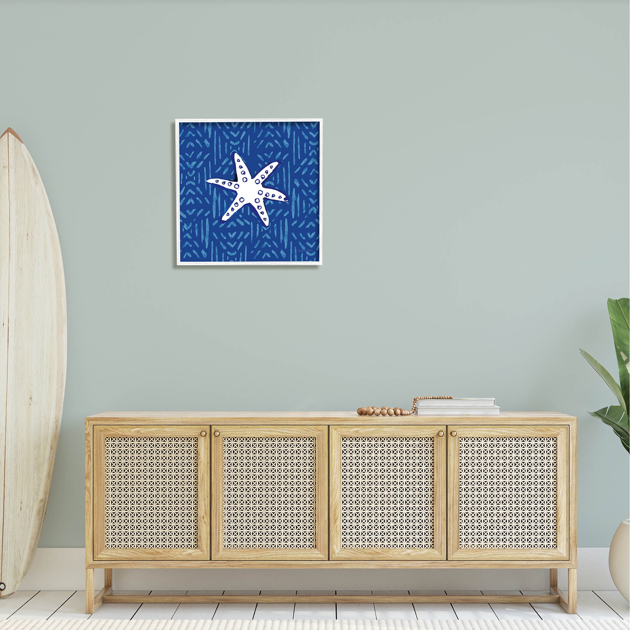 Stupell Industries Bold Starfish Coastal Beach Life Graphic Art White Framed Art Print Wall Art, Design by Mercedes Lopez Charro