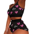 thumbnail image 1 of Conjunto de dobladillo con volantes y bloques de colores con estampado informal para mujer, traje de chaleco con tirantes sexy para el hogar Pompotops  qwe22560, 1 of 7