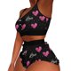 thumbnail image 1 of Conjunto de dobladillo con volantes y bloques de colores con estampado informal para mujer, traje de chaleco con tirantes sexy para el hogar Pompotops qwe22561, 1 of 7